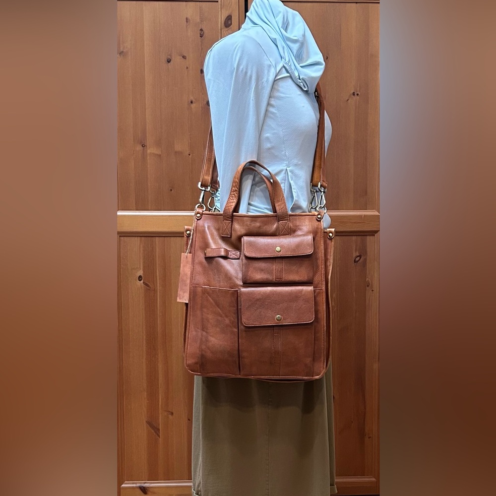 Distressed Multifunctional Backpack Crossbody Tote - image 5